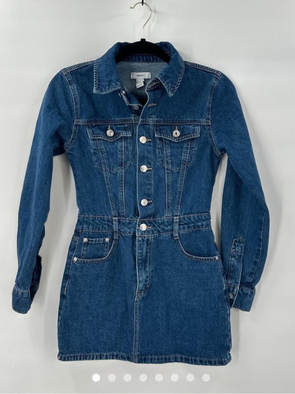 Forever 21 Women’s Denim Trucker Button-Front Mini Dress Medium Wash Size XL